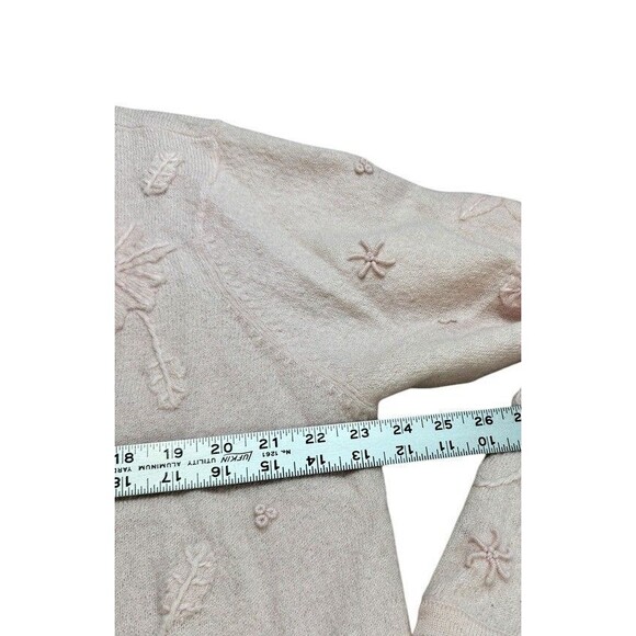 Appleseed’s Women’s Size 1X Plus Pink Boiled 100% Wool Cardigan Applique Floral - Picture 6 of 7